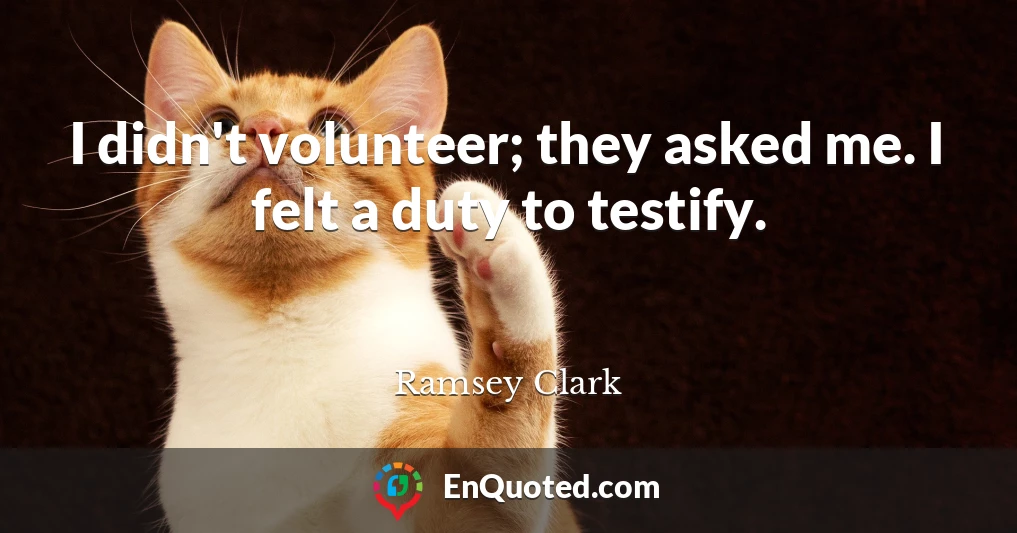 I didn't volunteer; they asked me. I felt a duty to testify.