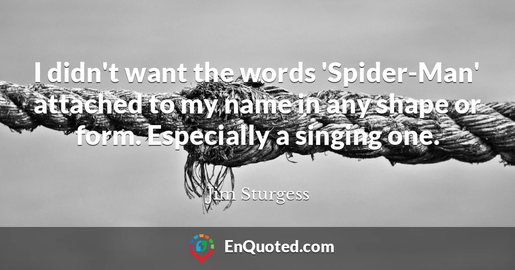I didn't want the words 'Spider-Man' attached to my name in any shape or form. Especially a singing one.