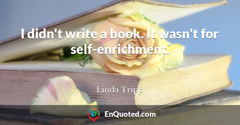I didn't write a book. It wasn't for self-enrichment.