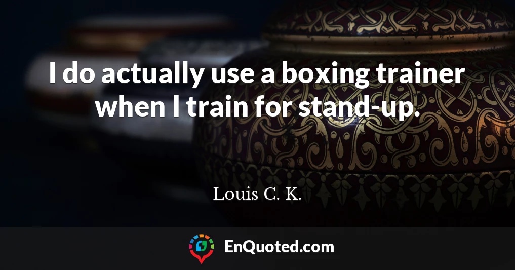 I do actually use a boxing trainer when I train for stand-up.