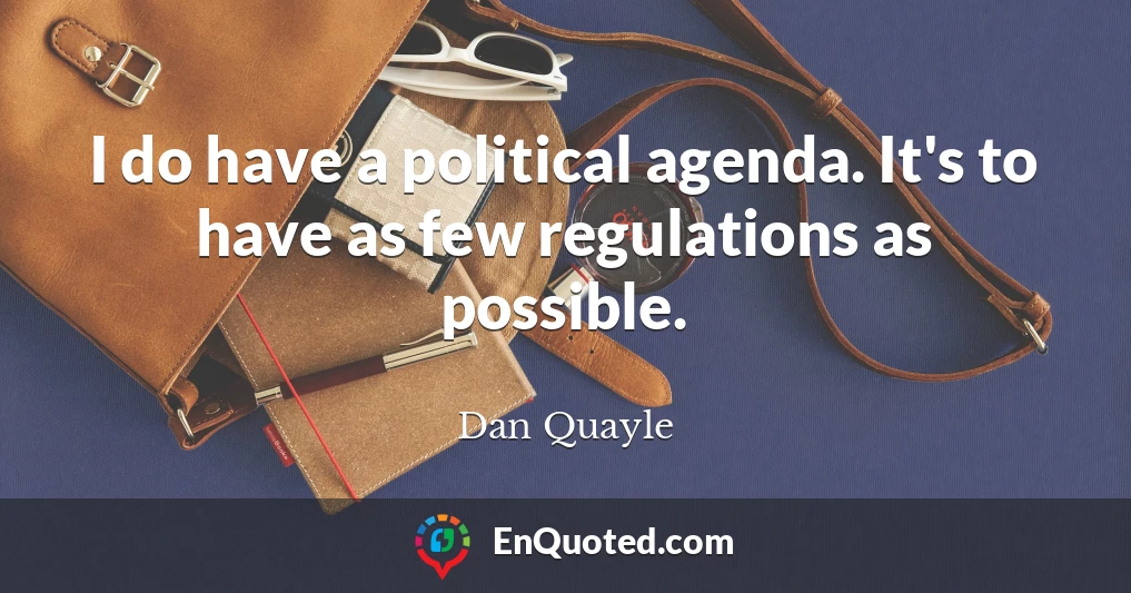 I do have a political agenda. It's to have as few regulations as possible.