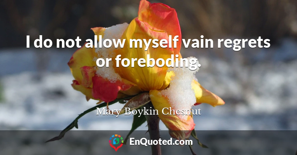 I do not allow myself vain regrets or foreboding.