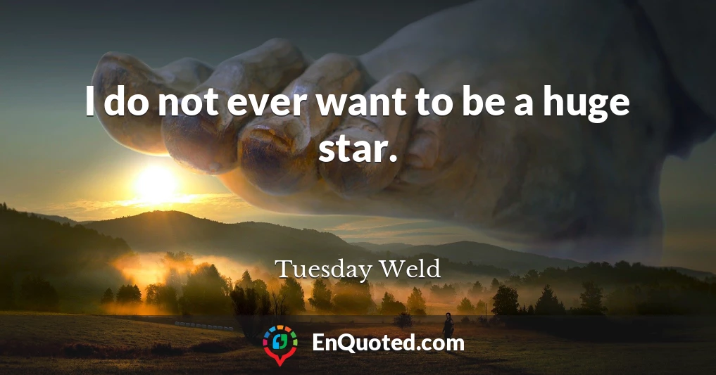 I do not ever want to be a huge star.
