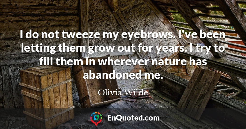 I do not tweeze my eyebrows. I've been letting them grow out for years. I try to fill them in wherever nature has abandoned me.