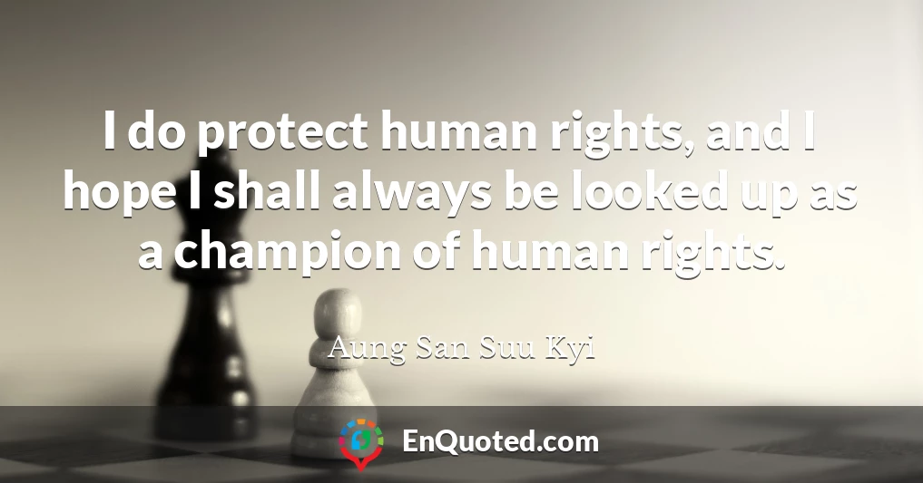 I do protect human rights, and I hope I shall always be looked up as a champion of human rights.
