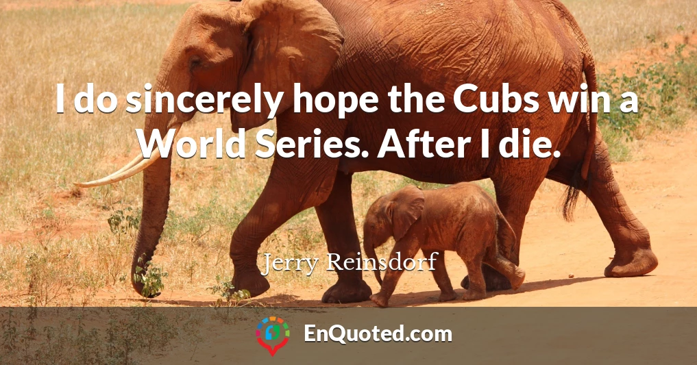 I do sincerely hope the Cubs win a World Series. After I die.