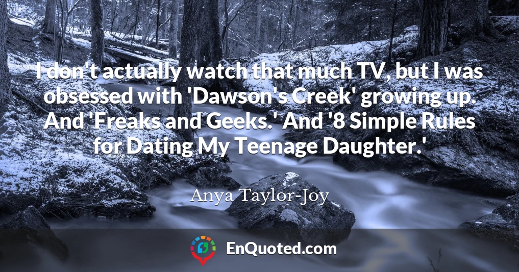 I don't actually watch that much TV, but I was obsessed with 'Dawson's Creek' growing up. And 'Freaks and Geeks.' And '8 Simple Rules for Dating My Teenage Daughter.'