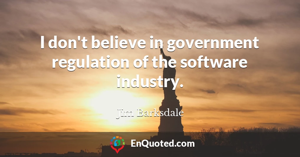I don't believe in government regulation of the software industry.