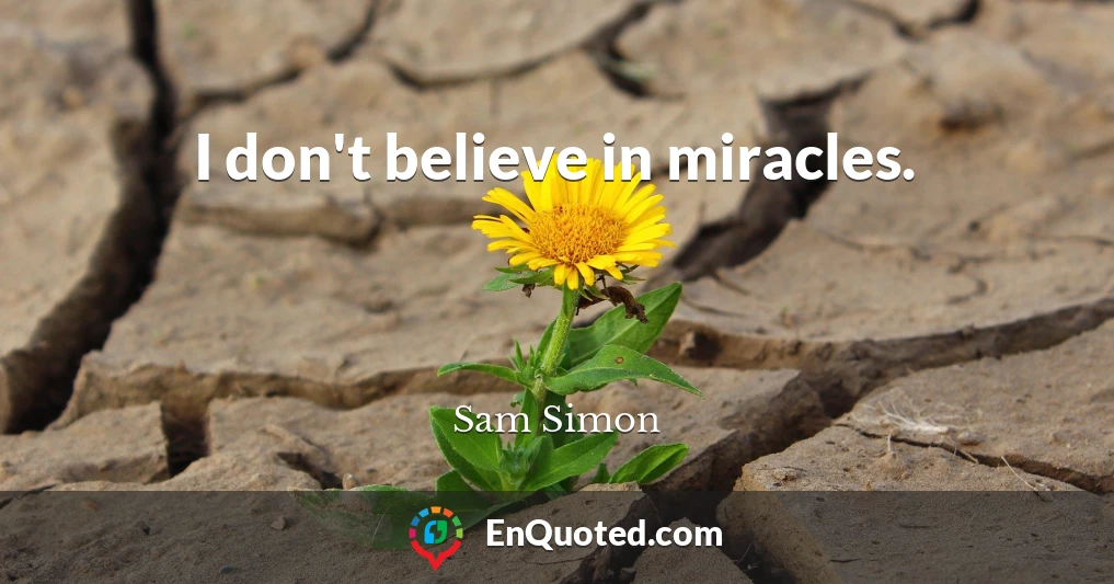 I don't believe in miracles.