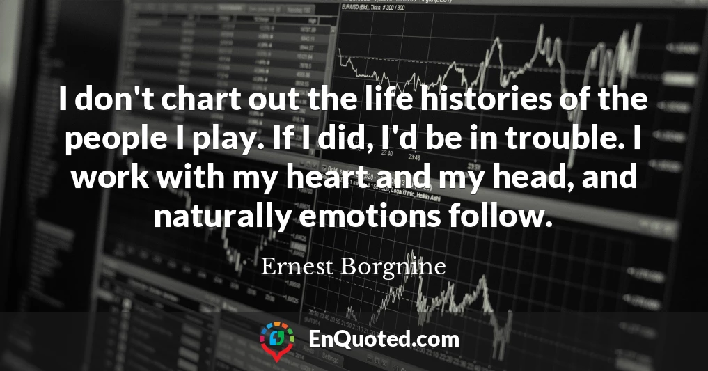 I don't chart out the life histories of the people I play. If I did, I'd be in trouble. I work with my heart and my head, and naturally emotions follow.