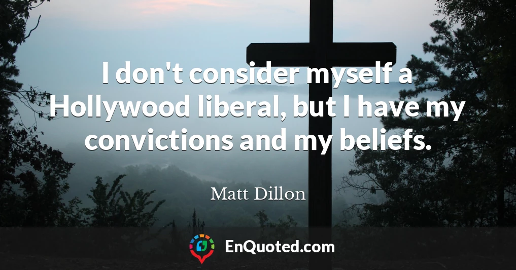 I don't consider myself a Hollywood liberal, but I have my convictions and my beliefs.