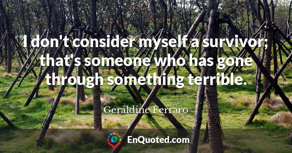 I don't consider myself a survivor; that's someone who has gone through something terrible.