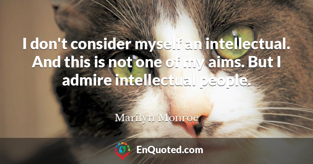 I don't consider myself an intellectual. And this is not one of my aims. But I admire intellectual people.