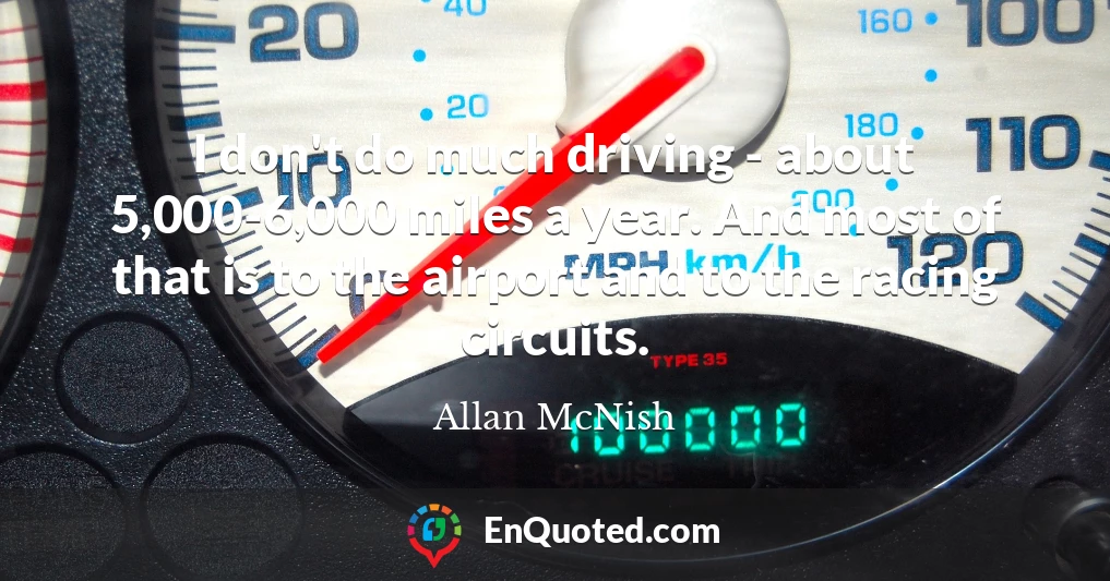 I don't do much driving - about 5,000-6,000 miles a year. And most of that is to the airport and to the racing circuits.