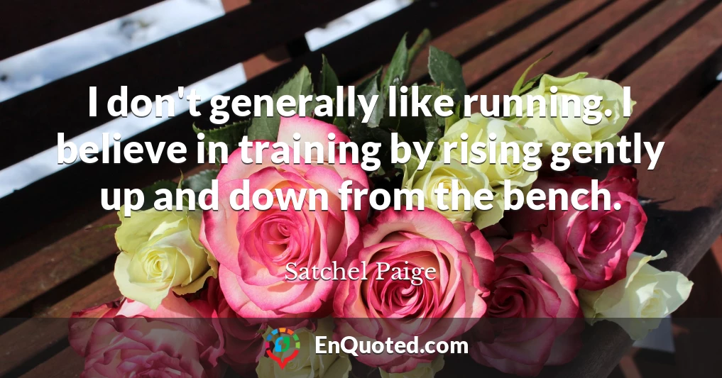 I don't generally like running. I believe in training by rising gently up and down from the bench.