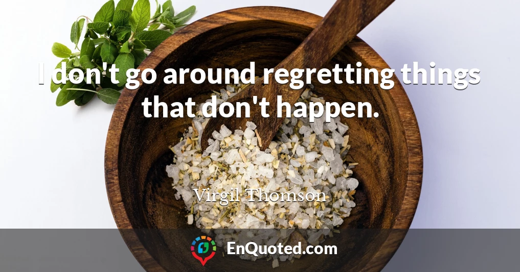 I don't go around regretting things that don't happen.