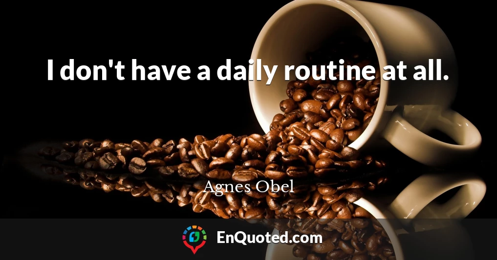 I don't have a daily routine at all.