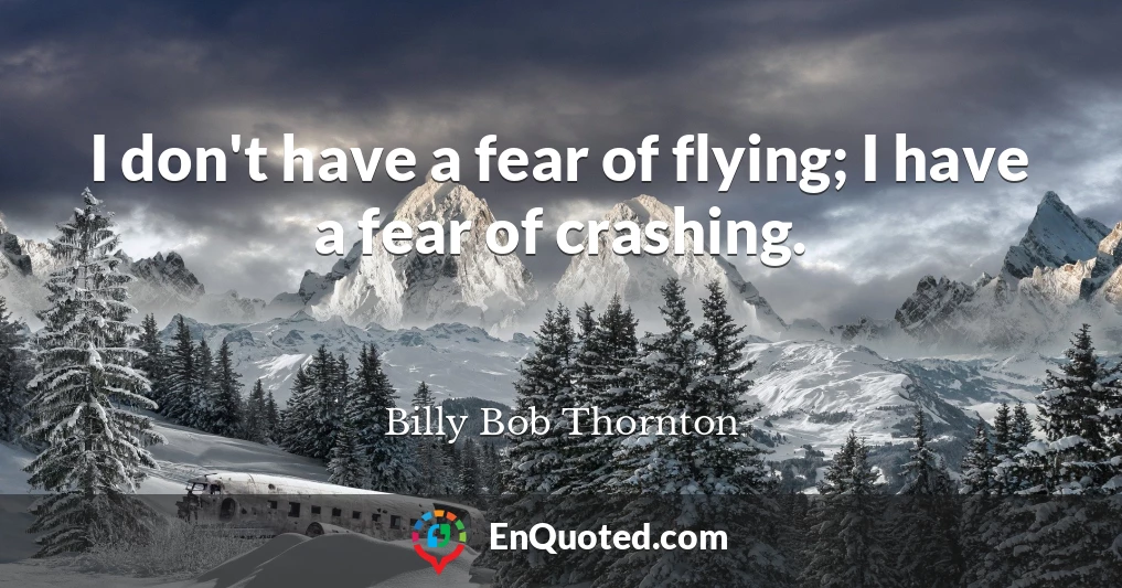 I don't have a fear of flying; I have a fear of crashing.