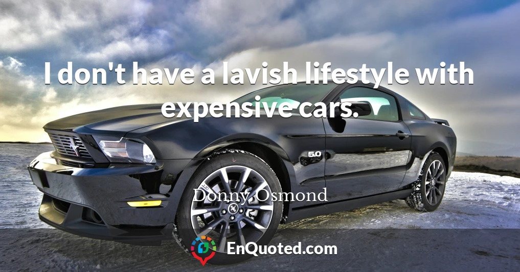 I don't have a lavish lifestyle with expensive cars.
