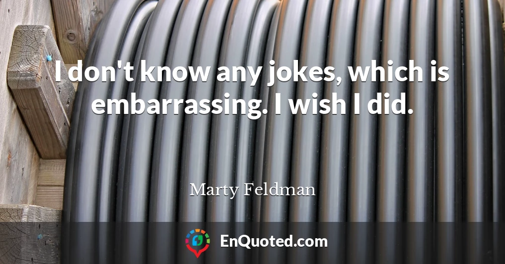 I don't know any jokes, which is embarrassing. I wish I did.