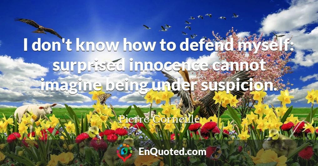 I don't know how to defend myself: surprised innocence cannot imagine being under suspicion.