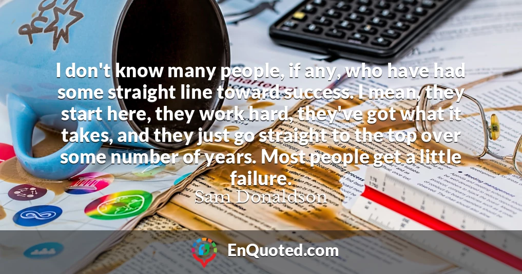 I don't know many people, if any, who have had some straight line toward success. I mean, they start here, they work hard, they've got what it takes, and they just go straight to the top over some number of years. Most people get a little failure.