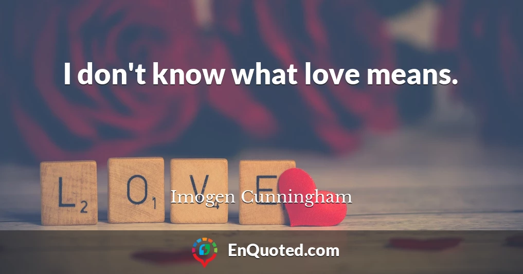 I don't know what love means.