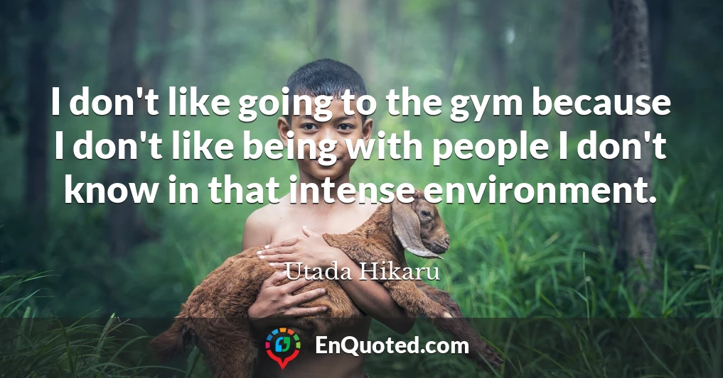 I don't like going to the gym because I don't like being with people I don't know in that intense environment.
