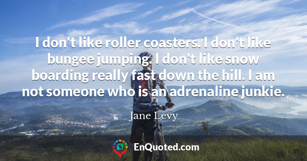 I don't like roller coasters. I don't like bungee jumping. I don't like snow boarding really fast down the hill. I am not someone who is an adrenaline junkie.