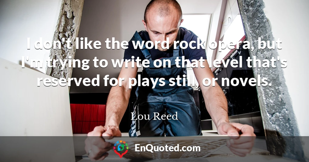 I don't like the word rock opera, but I'm trying to write on that level that's reserved for plays still, or novels.