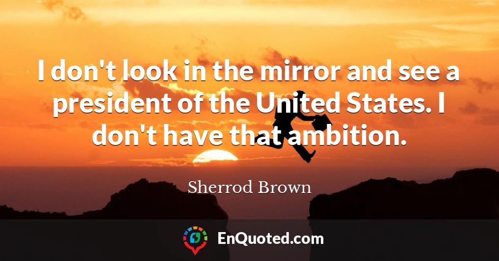 I don't look in the mirror and see a president of the United States. I don't have that ambition.