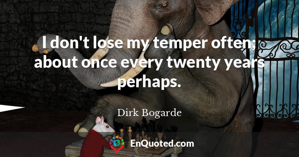 I don't lose my temper often; about once every twenty years perhaps.