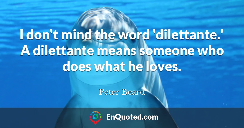 I don't mind the word 'dilettante.' A dilettante means someone who does what he loves.