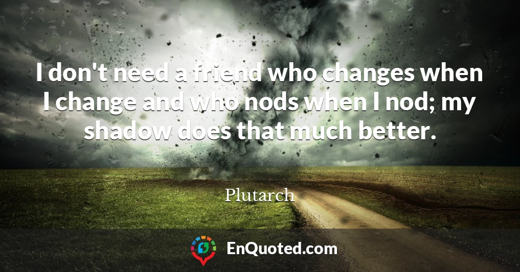 I don't need a friend who changes when I change and who nods when I nod; my shadow does that much better.