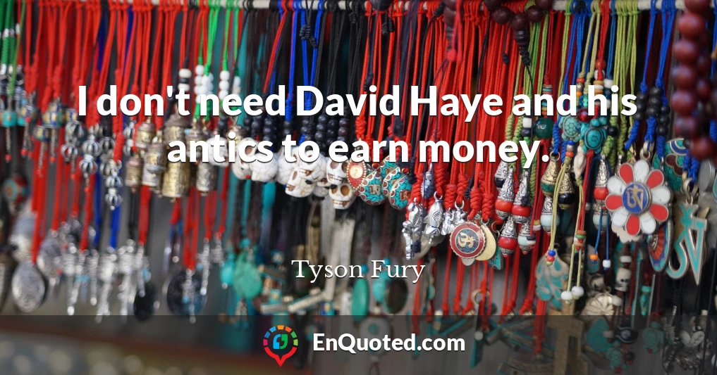 I don't need David Haye and his antics to earn money.