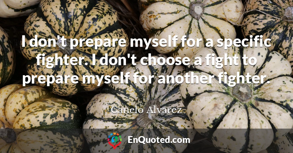 I don't prepare myself for a specific fighter. I don't choose a fight to prepare myself for another fighter.