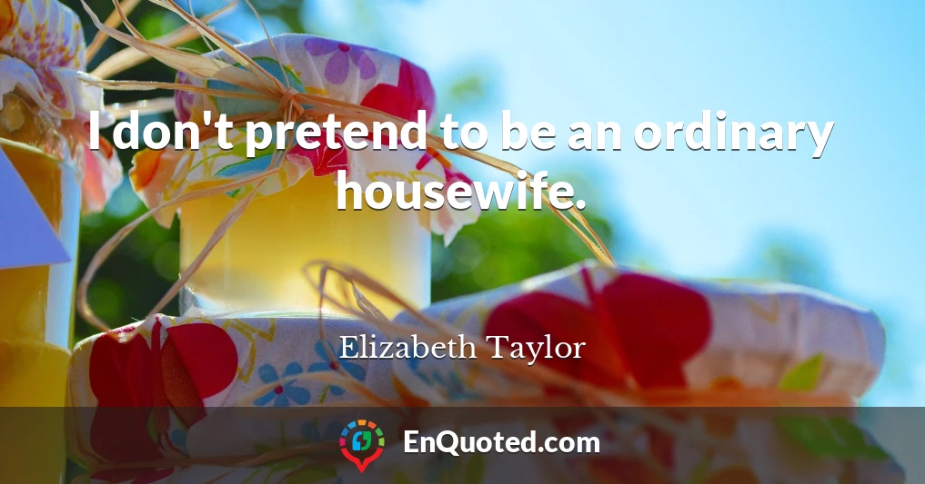 I don't pretend to be an ordinary housewife.