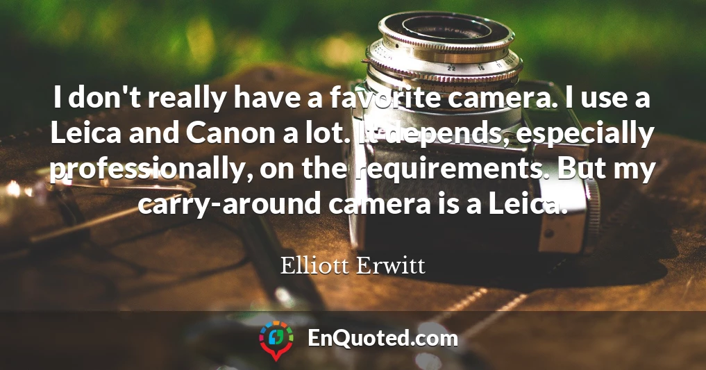 I don't really have a favorite camera. I use a Leica and Canon a lot. It depends, especially professionally, on the requirements. But my carry-around camera is a Leica.