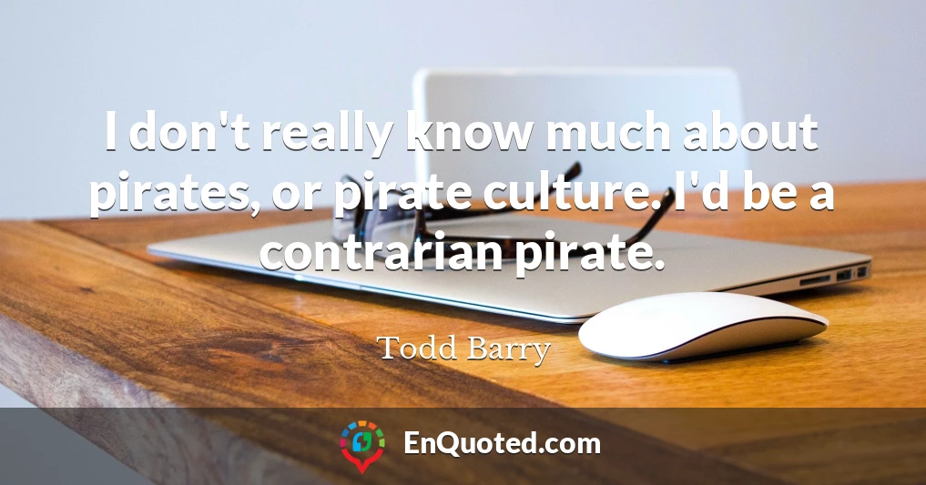 I don't really know much about pirates, or pirate culture. I'd be a contrarian pirate.