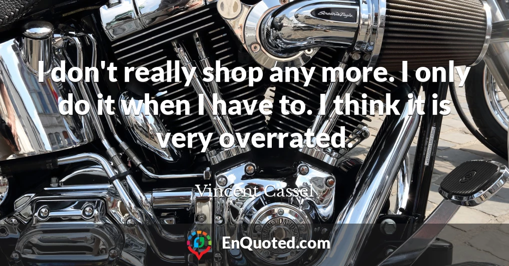 I don't really shop any more. I only do it when I have to. I think it is very overrated.