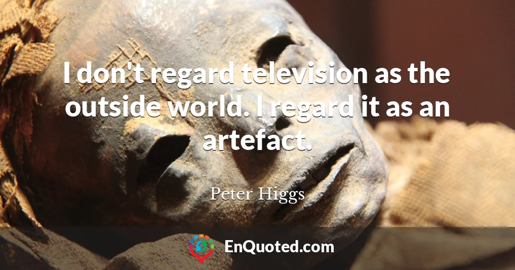 I don't regard television as the outside world. I regard it as an artefact.
