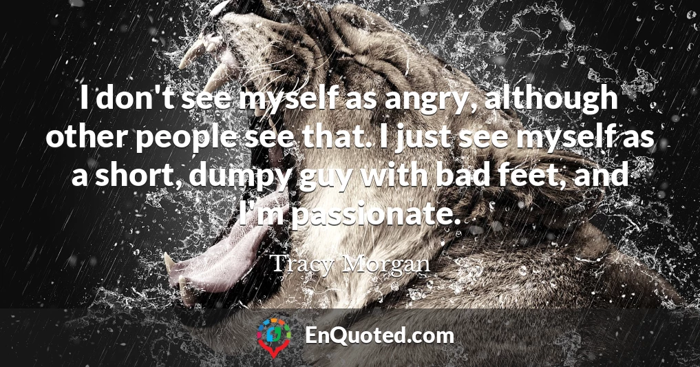 I don't see myself as angry, although other people see that. I just see myself as a short, dumpy guy with bad feet, and I'm passionate.
