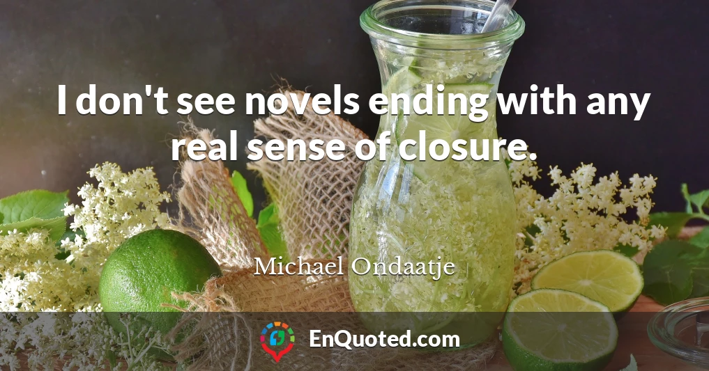 I don't see novels ending with any real sense of closure.