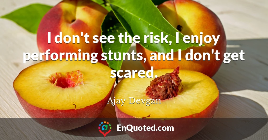 I don't see the risk, I enjoy performing stunts, and I don't get scared.