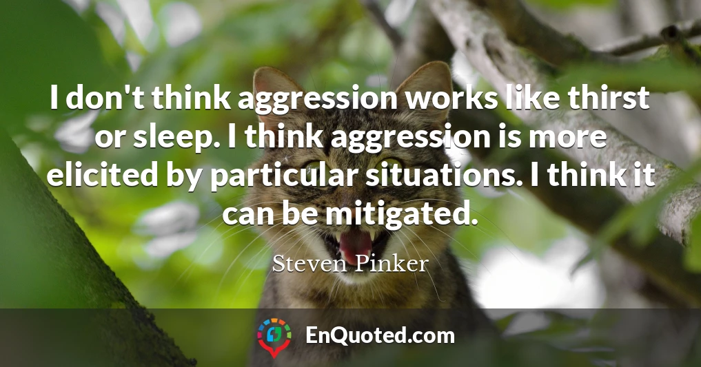 I don't think aggression works like thirst or sleep. I think aggression is more elicited by particular situations. I think it can be mitigated.