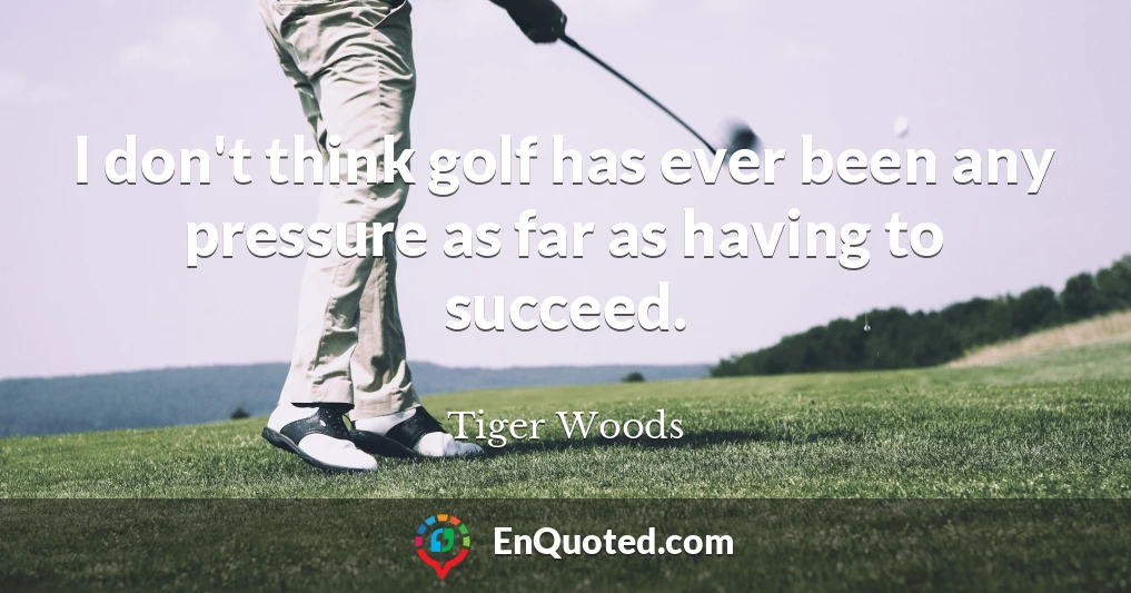 I don't think golf has ever been any pressure as far as having to succeed.