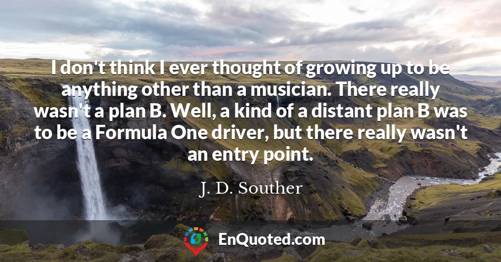 I don't think I ever thought of growing up to be anything other than a musician. There really wasn't a plan B. Well, a kind of a distant plan B was to be a Formula One driver, but there really wasn't an entry point.