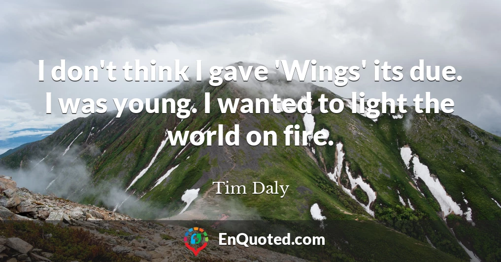 I don't think I gave 'Wings' its due. I was young. I wanted to light the world on fire.
