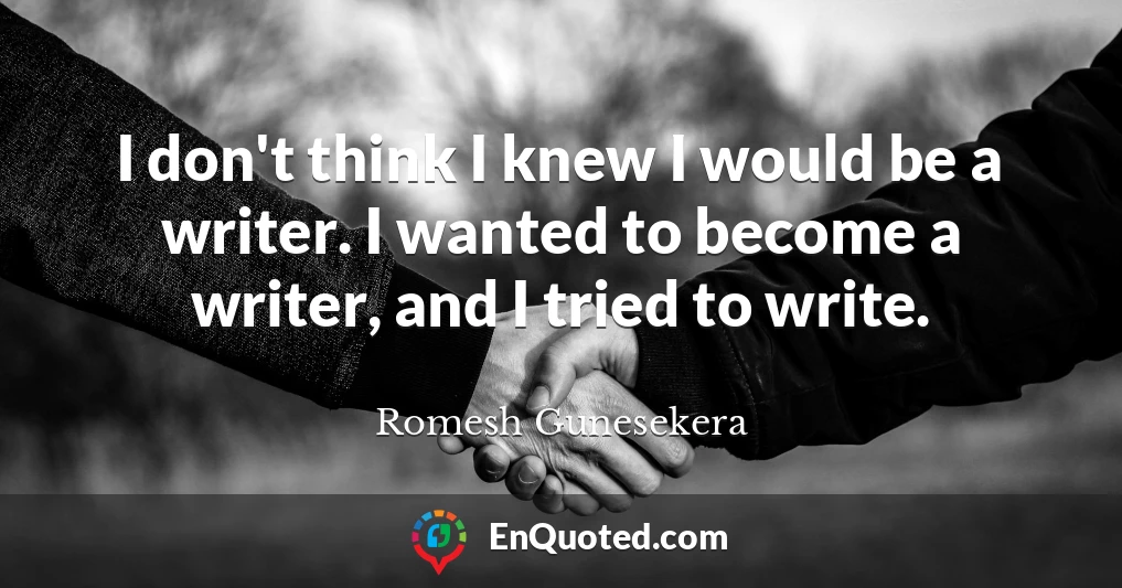 I don't think I knew I would be a writer. I wanted to become a writer, and I tried to write.