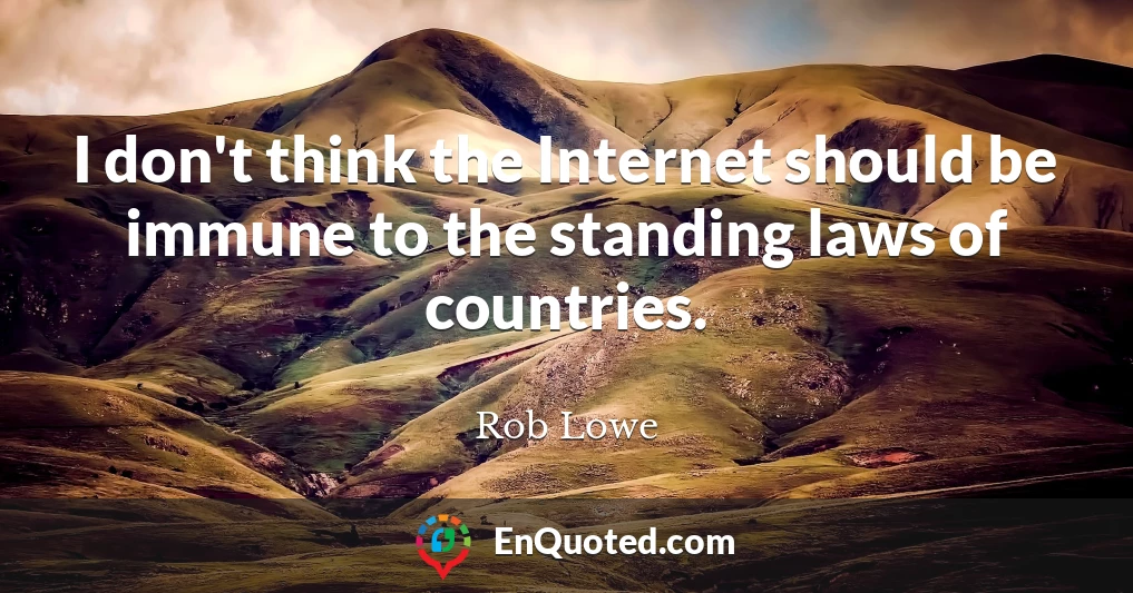 I don't think the Internet should be immune to the standing laws of countries.
